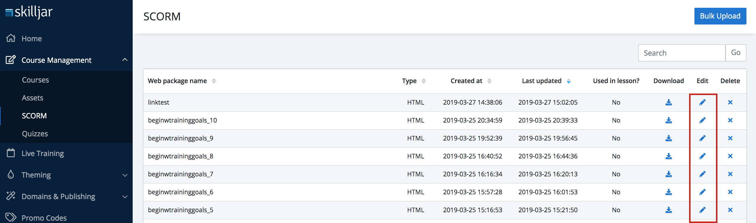 how do i update a scorm package