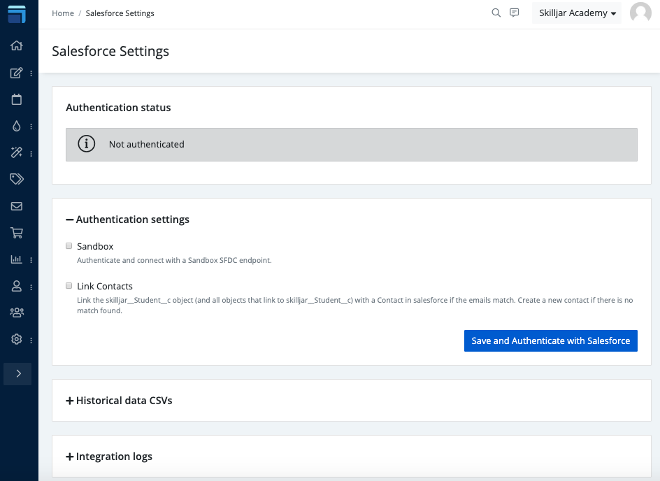 Installing the Salesforce Integration (SFDC App) Skilljar Help Center